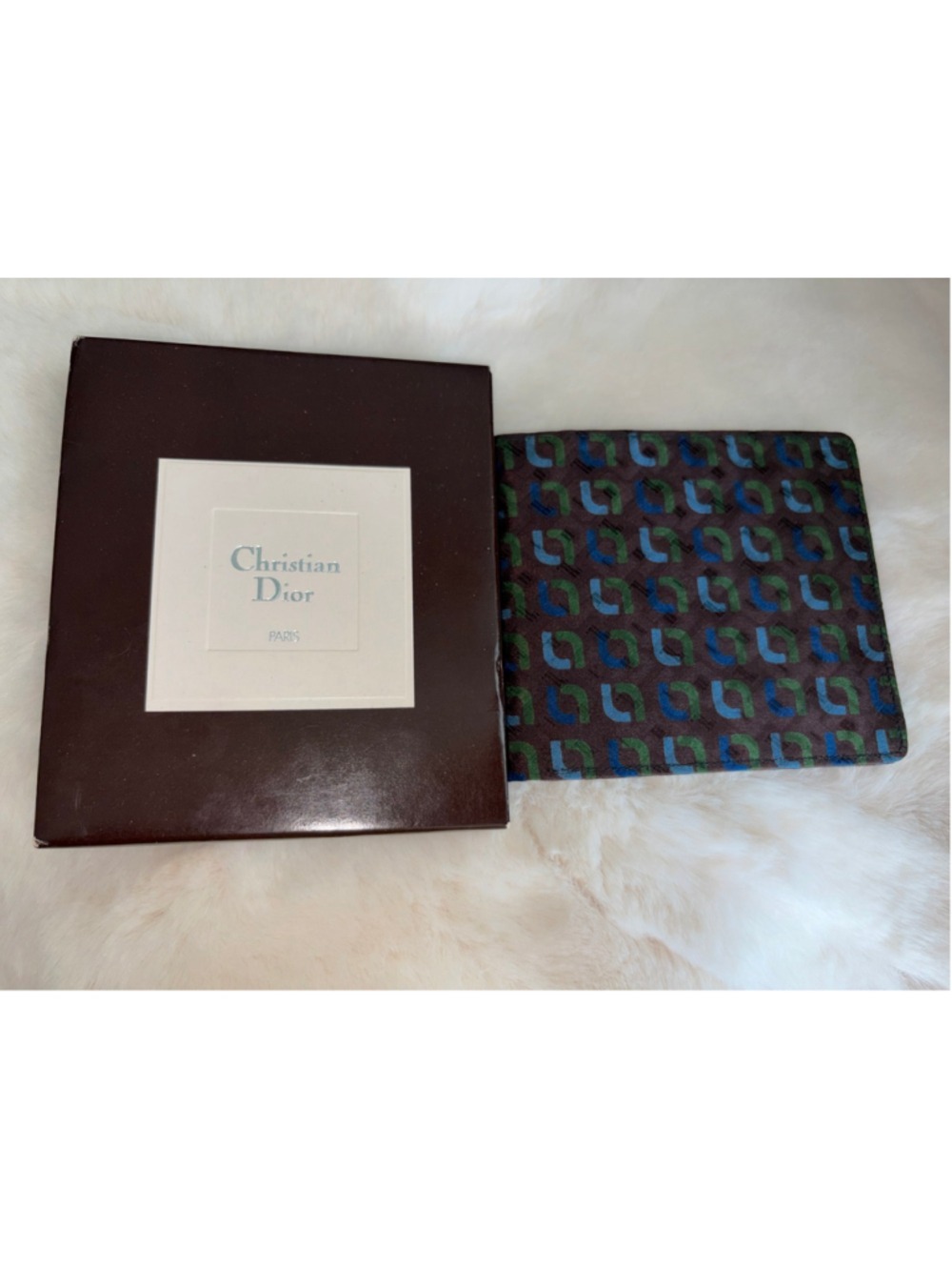 New Men's Christian Dior Wallet - Brown Blue Patterned